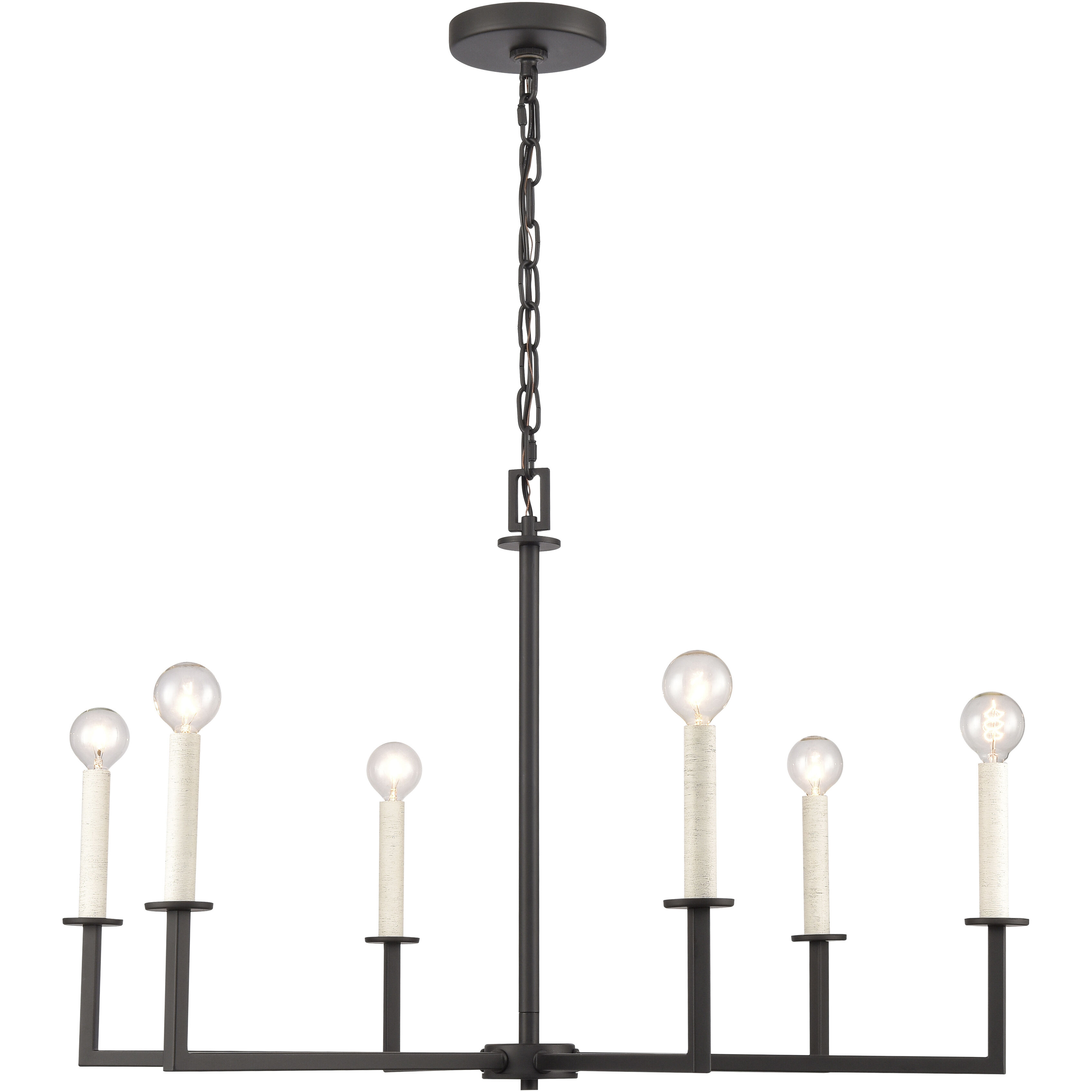 Dunne 6 Light 30 inch Matte Black Chandelier Ceiling Light