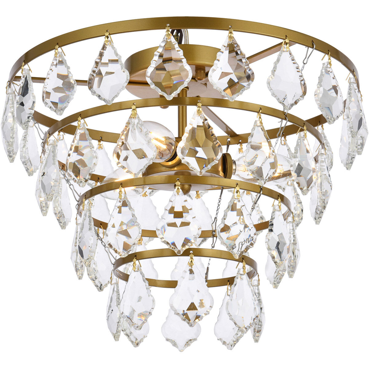 Ella 3 Light 14 inch Brass Flush Mount Ceiling Light