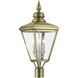 Adams 3 Light 26.75 inch Antique Brass with Brushed Nickel Finish Cluster Outdoor Large Post Top Lantern