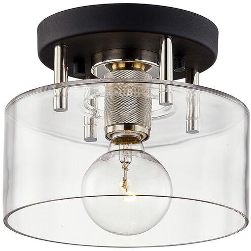 Bergamot Station 1 Light 9 inch Carbide Black and Polished Nickel Semi Flush Ceiling Light