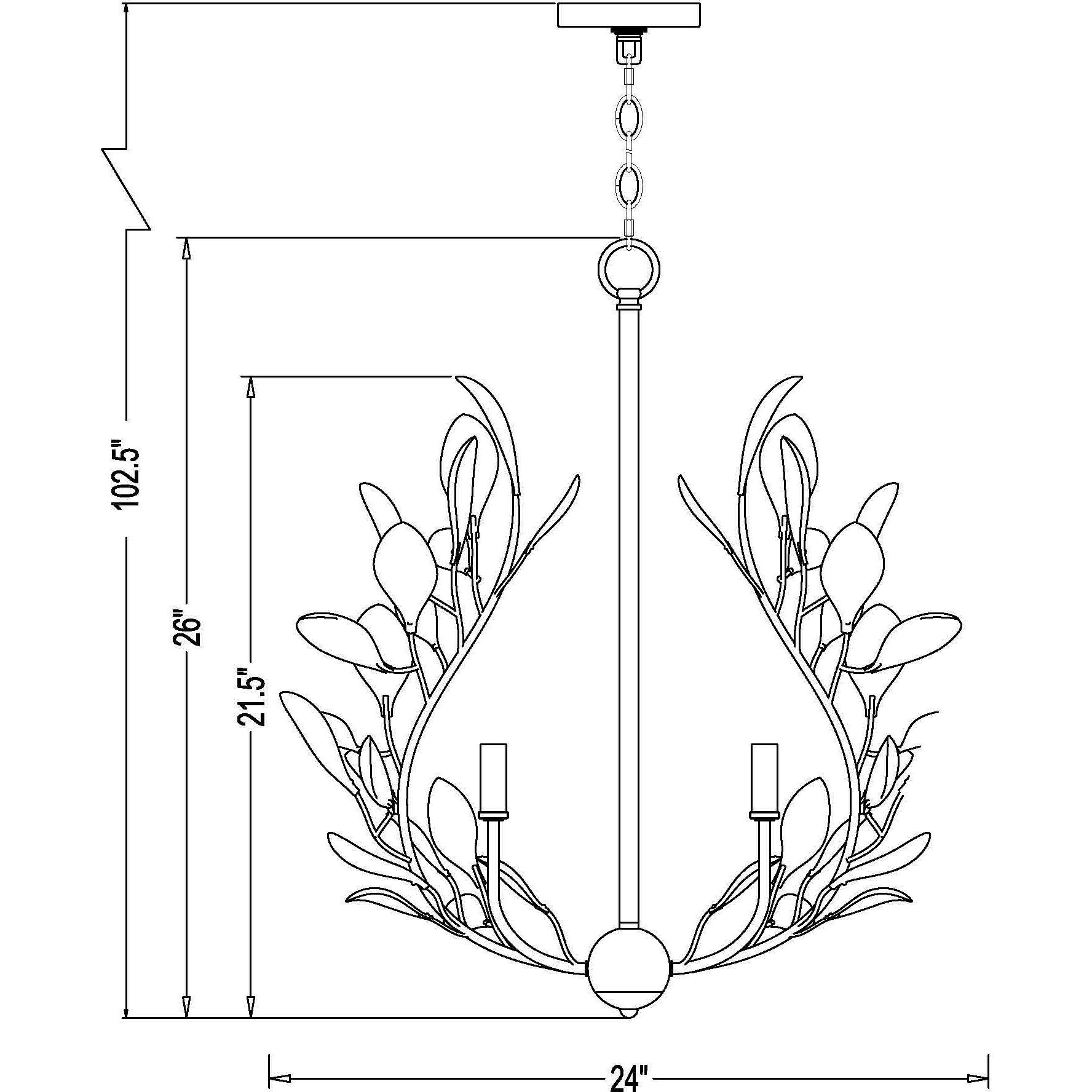 Claudine 5 Light 24 inch Modern Gold Chandelier Ceiling Light