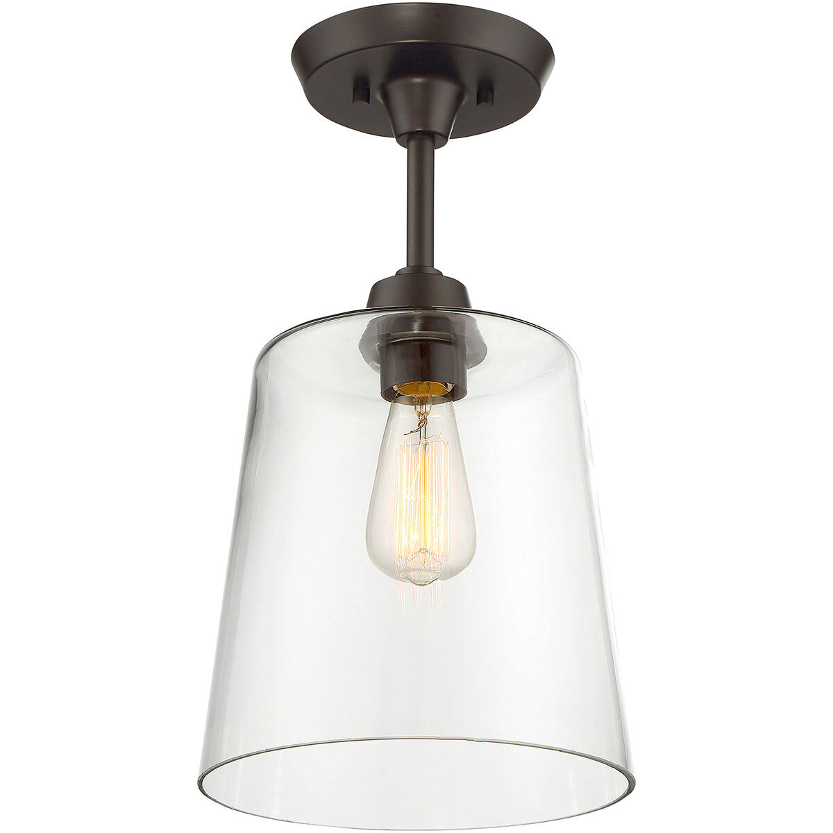 Modern 1 Light 10 inch Oil Rubbed Bronze Semi-Flush Ceiling Light