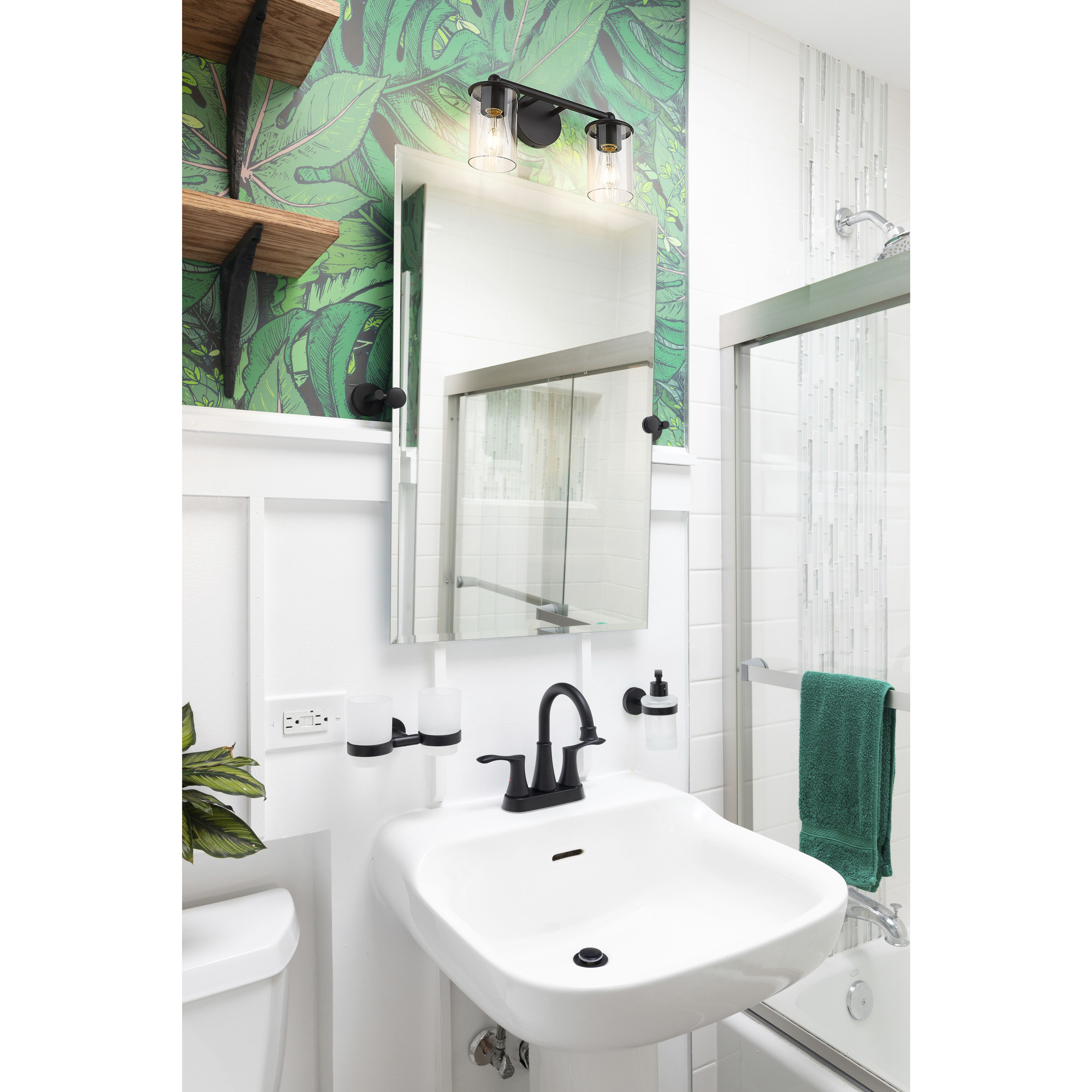 Thayer 2 Light 16 inch Matte Black Vanity Wall Light