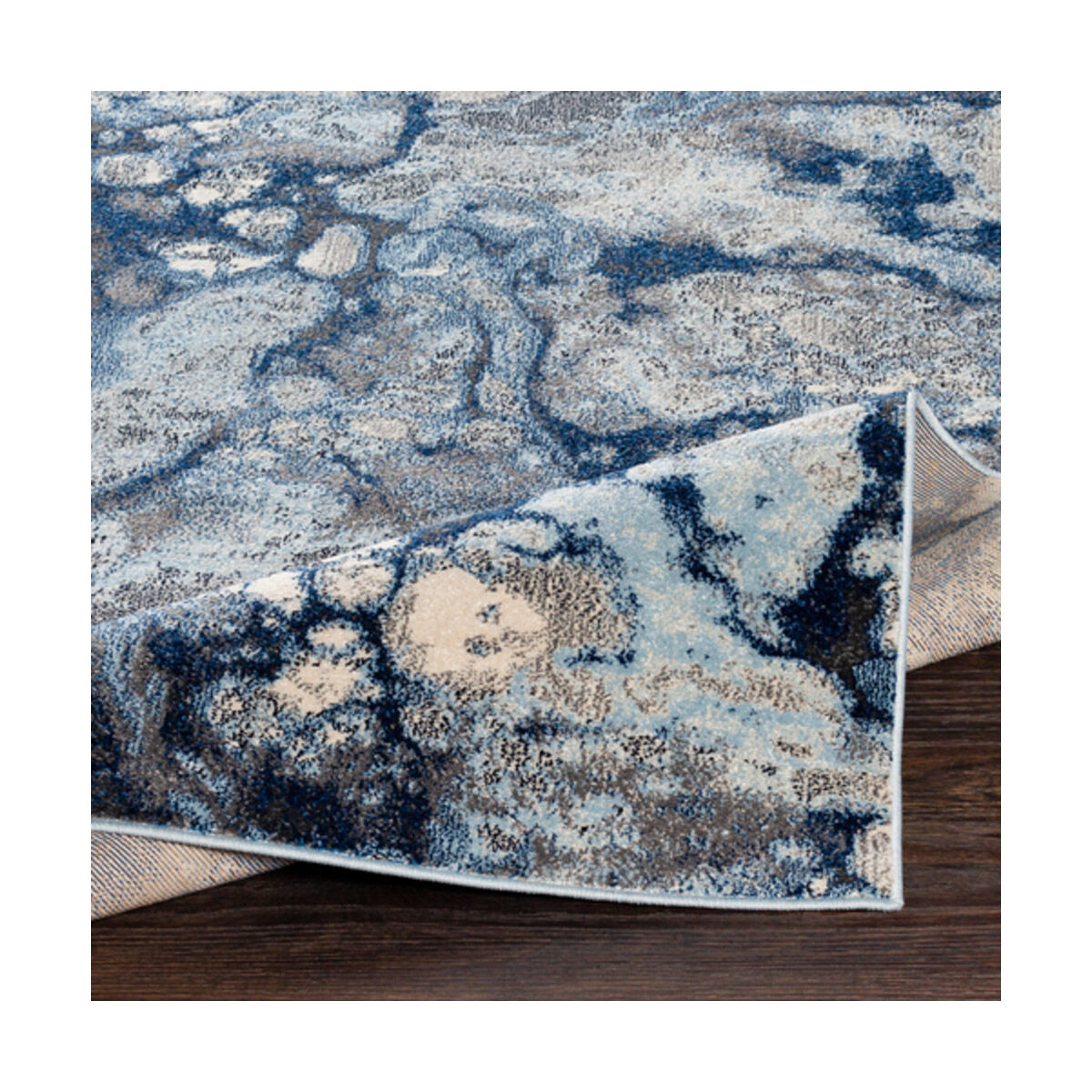 Aberdine 90 X 62 inch Bright Blue/Navy/Medium Gray/Pale Blue/Cream/Black Rugs in 5 x 8, Rectangle