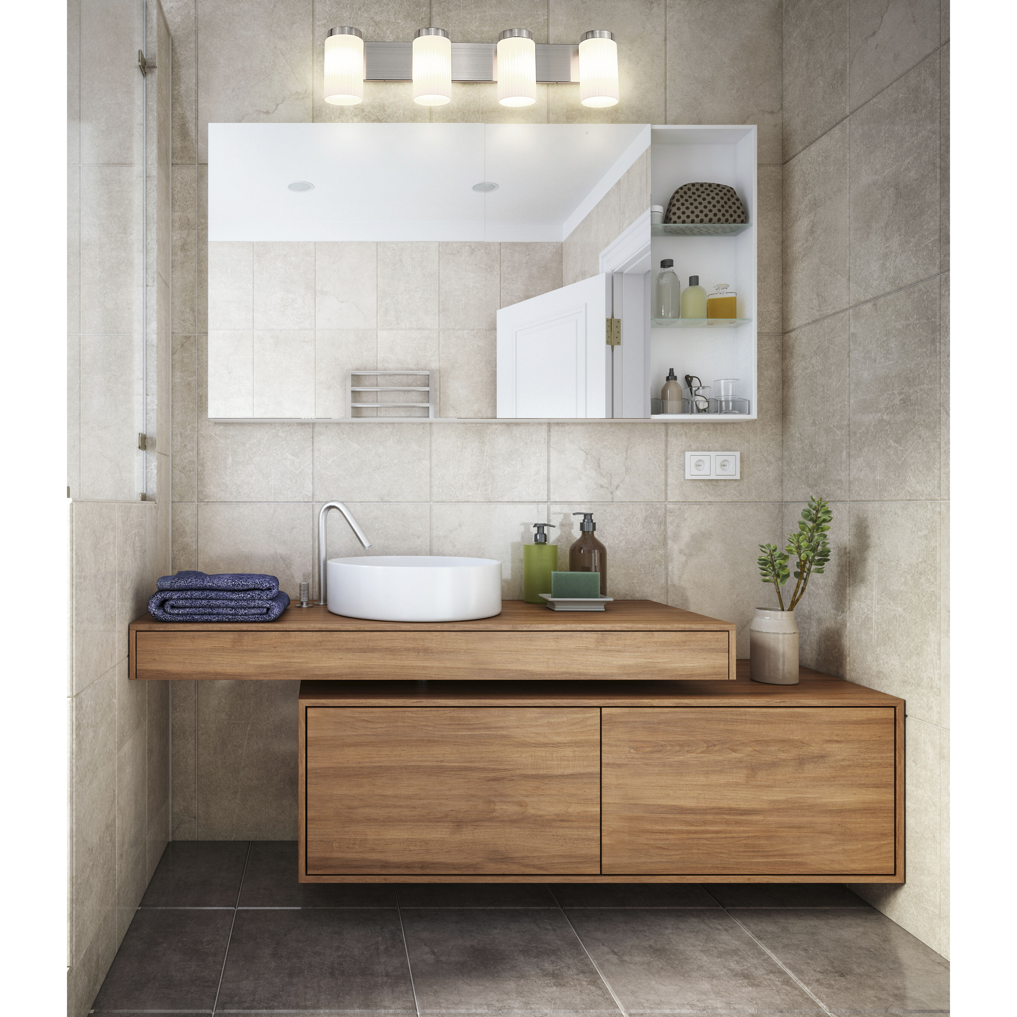 Burk 4 Light 30 inch Brushed Nickel Bath Vanity Light Wall Light