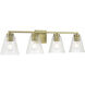 Riville 4 Light 31.75 inch Vintage Brass Bathroom Vanity Light Wall Light