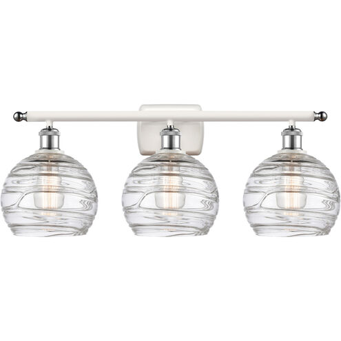 Ballston Deco Swirl 3 Light 26 inch White and Polished Chrome Bath Vanity Light Wall Light, Ballston
