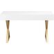 Guilford 54 X 25.5 inch White with Satin Brass Desk