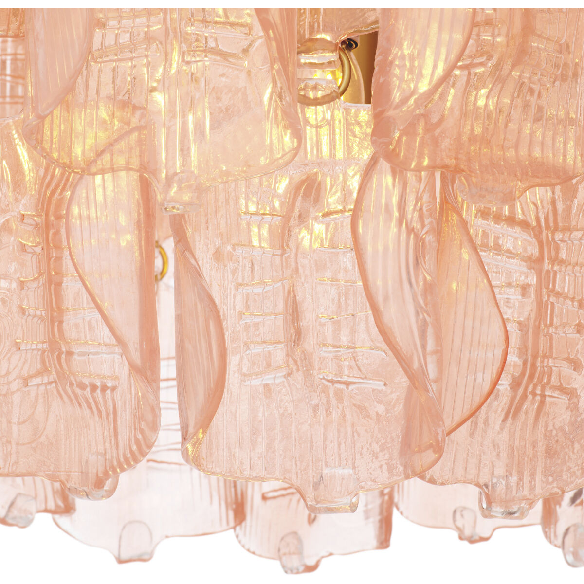 Solange 14 Light 33.46 inch Antique Brass Chandelier Ceiling Light in Pink Glass