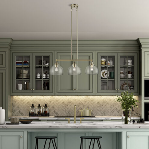 Glendon 3 Light 30 inch Antique Brass Linear Chandelier Ceiling Light