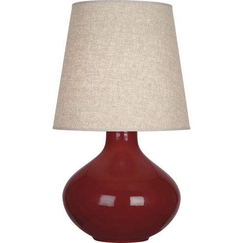 June 30.75 inch 150.00 watt Oxblood Table Lamp Portable Light in Buff Linen