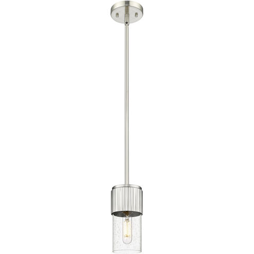 Bolivar 1 Light 4 inch Satin Nickel Pendant Ceiling Light in Seedy Glass