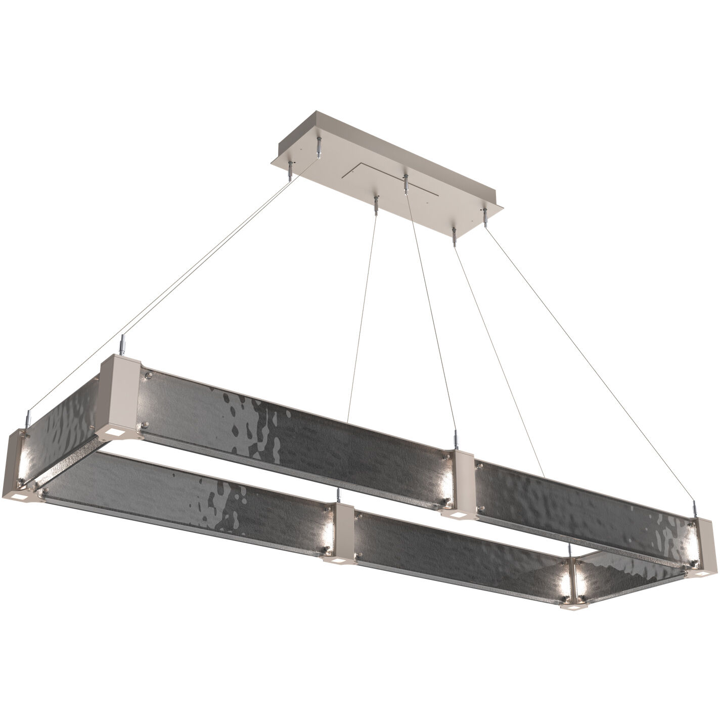 Parallel LED Beige Silver Linear Pendant Ceiling Light in Metallic Beige Silver, Smoke Granite, 2700K LED, Rectangular