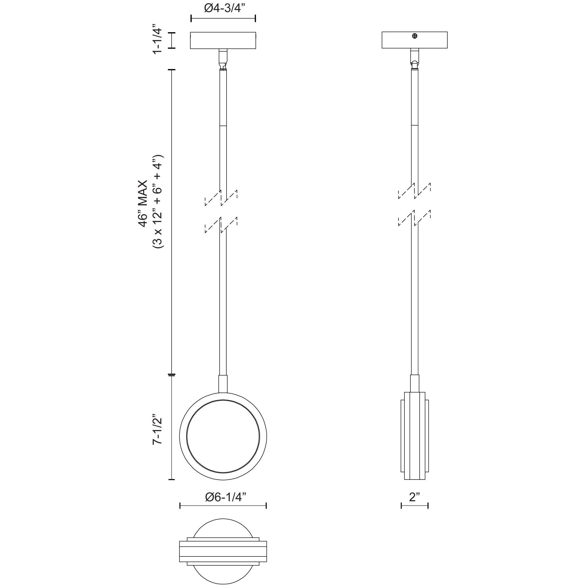 Blanco LED 6.25 inch Urban Bronze Pendant Ceiling Light in Urban Bronze and Alabaster