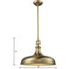 Rutherford 1 Light 18 inch Satin Brass Pendant Ceiling Light