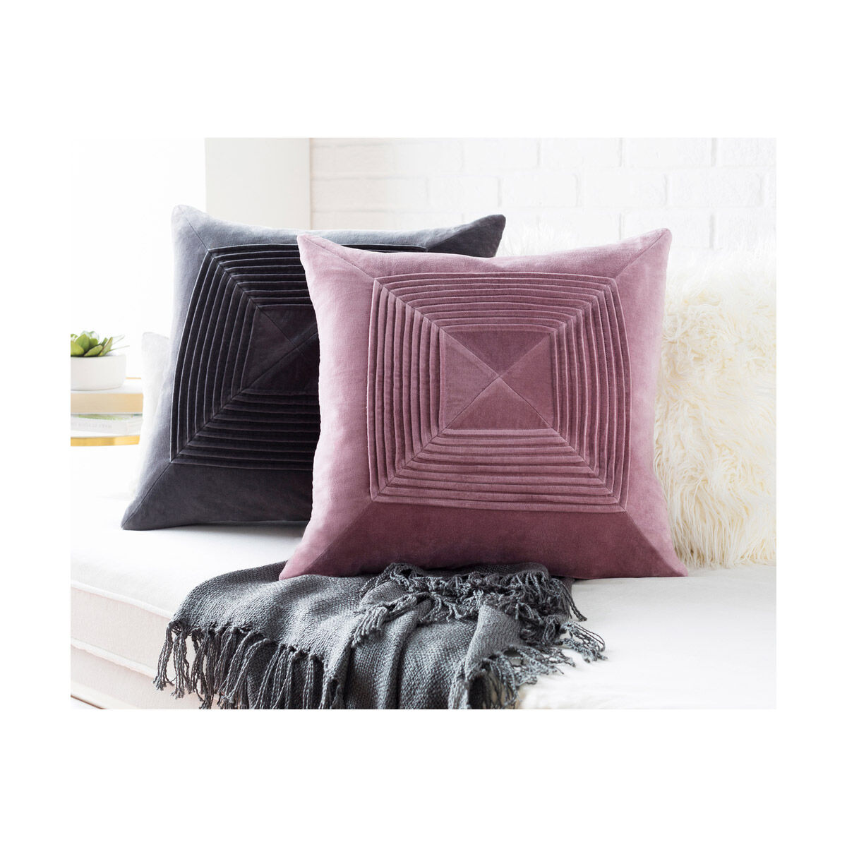 Akira 18 X 18 inch Mauve Pillow Kit, Square