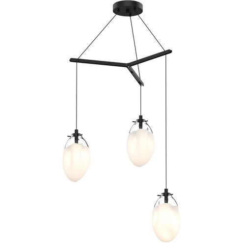 Liquid LED 27 inch Satin Black Pendant Ceiling Light in Poured White Glass