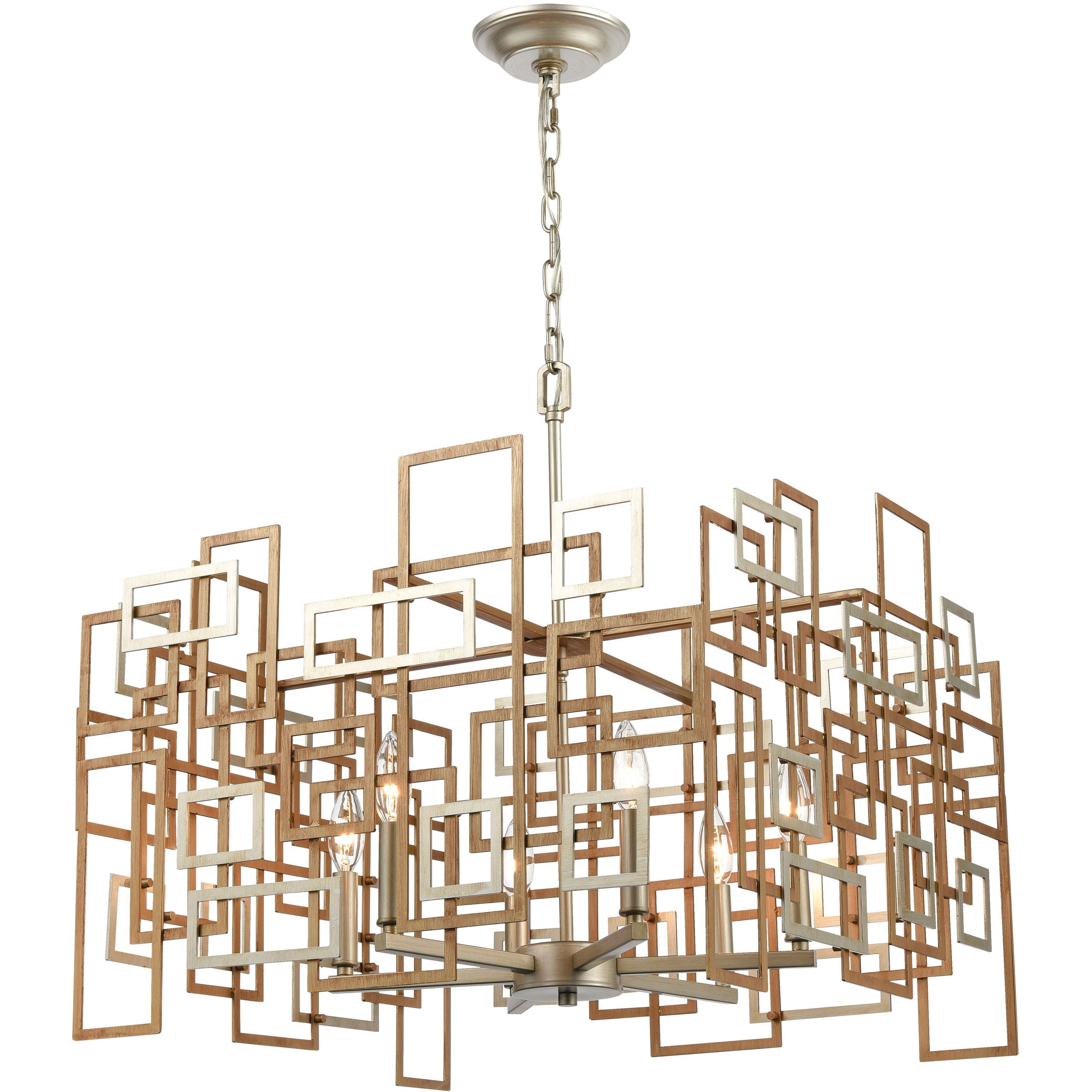 Gridlock 6 Light 23 inch Matte Gold Chandelier Ceiling Light