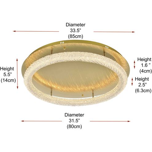 Bowen 1 Light 33.5 inch Satin Gold Flush Mount Ceiling Light