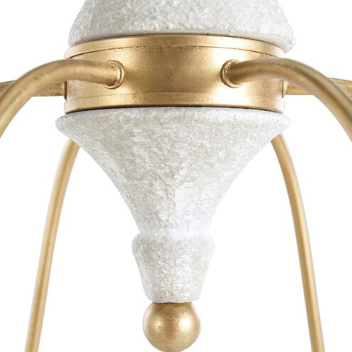 Clay 6 Light 31.5 inch Vintage Gold / Distressed Ivory Chandelier Ceiling Light