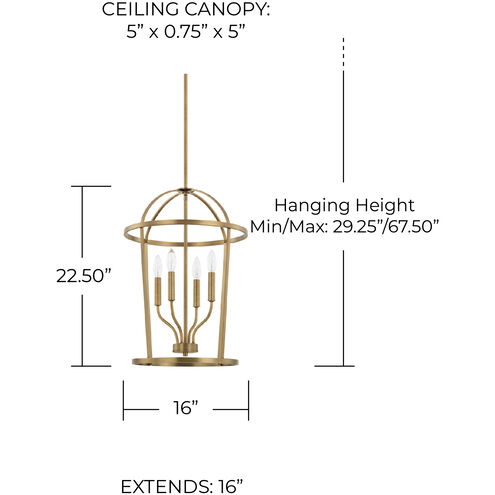 Greyson 4 Light 16 inch Matte Black Foyer Ceiling Light