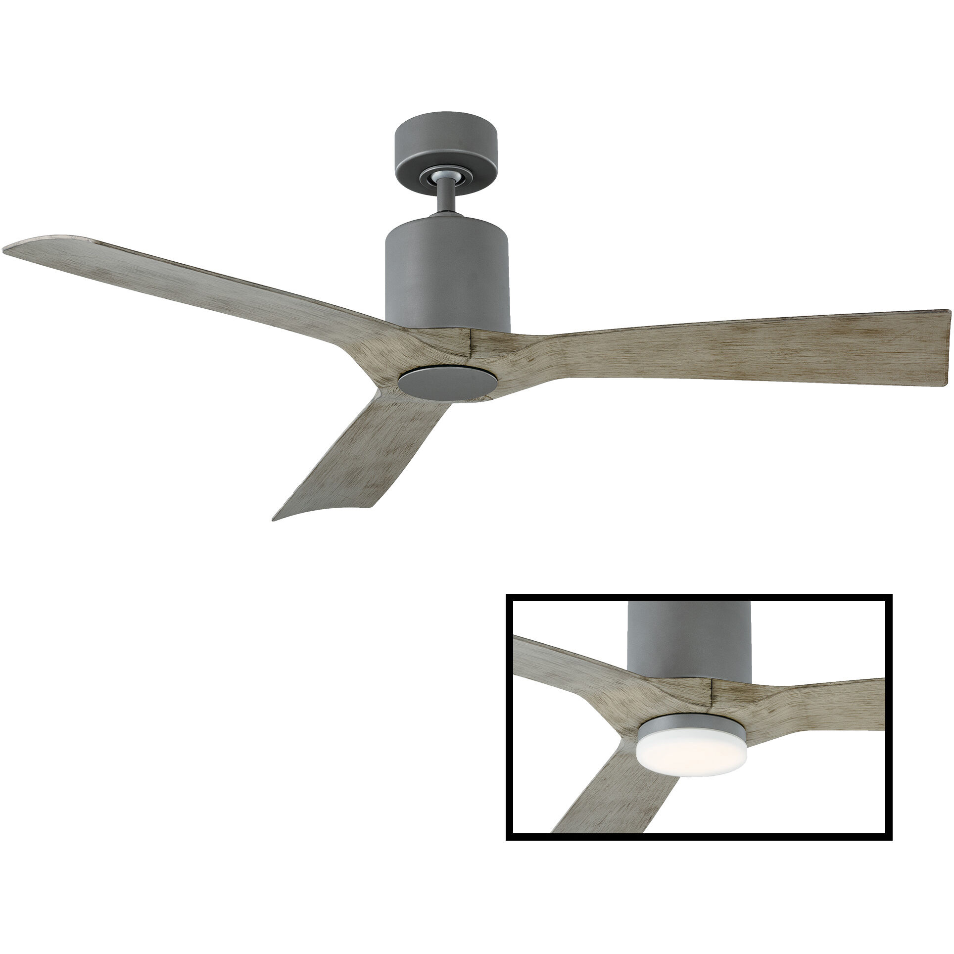 Aviator 54 inch Graphite and Weathered Gray with Weathered Gray Blades Downrod Ceiling Fan in Graphite Weathered Gray, Smart Ceiling Fan