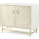 Judith Leiber Couture 40.5 X 19 inch Feather / Solstice / Polished Brass Credenza, Wooden, 2-Door, Brass Base