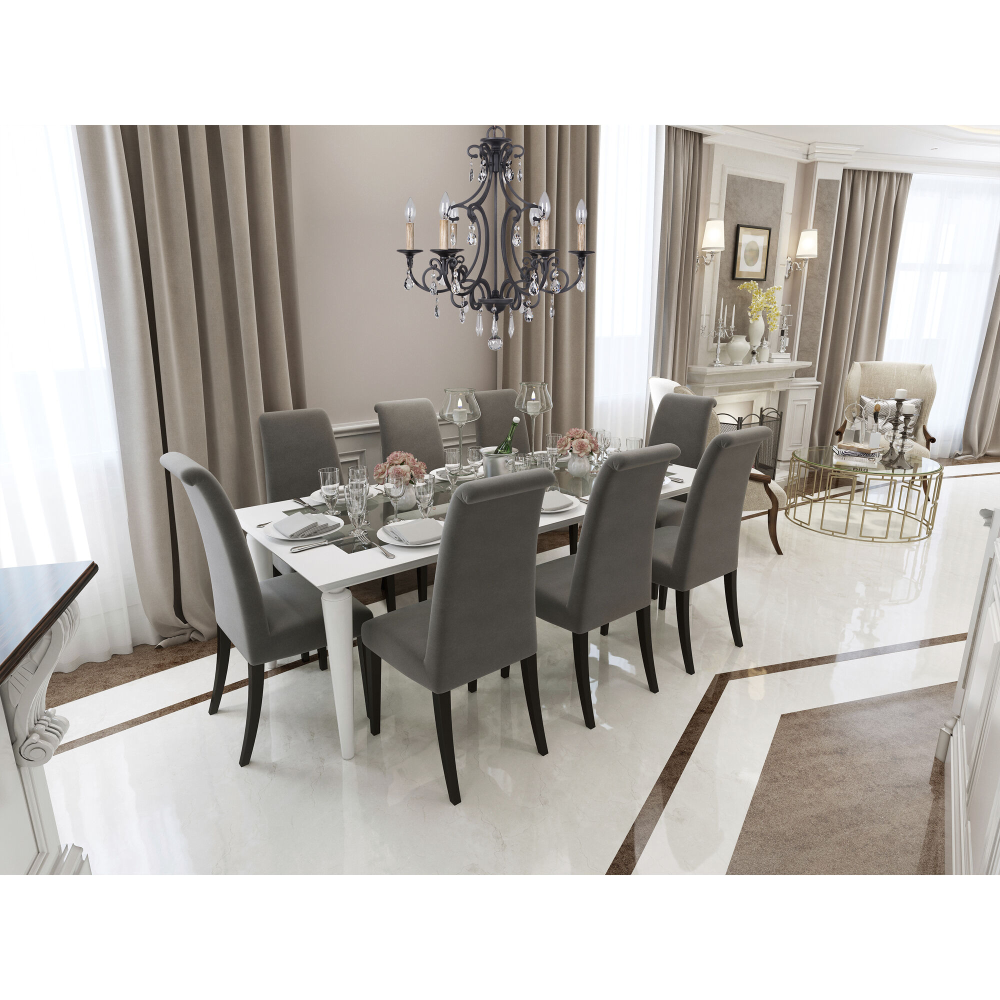 Bentley 6 Light 22 inch Matte Black Chandelier Ceiling Light