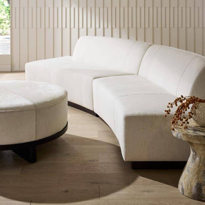 Islander Vanilla and Dark Walnut Sofa, Right