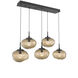 Nova LED LED Matte Black Linear Pendant Ceiling Light in 2700K LED, Zircon Inner - Bronze Outer, Multi-Port
