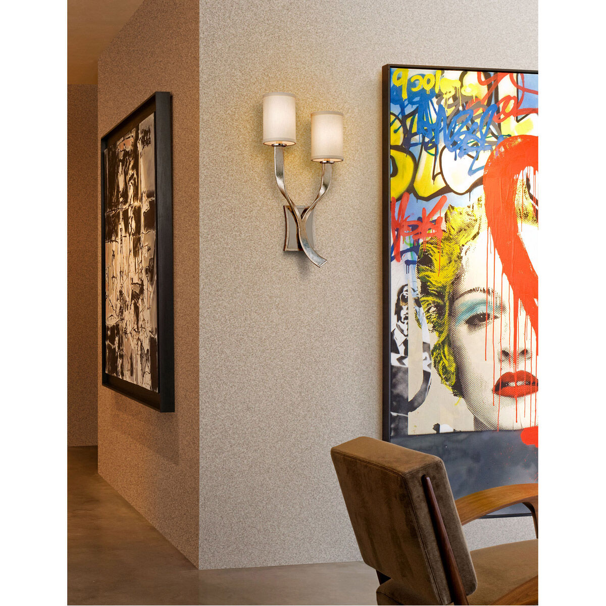 Roxy 2 Light 12 inch Modern Silver Wall Sconce Left Wall Light