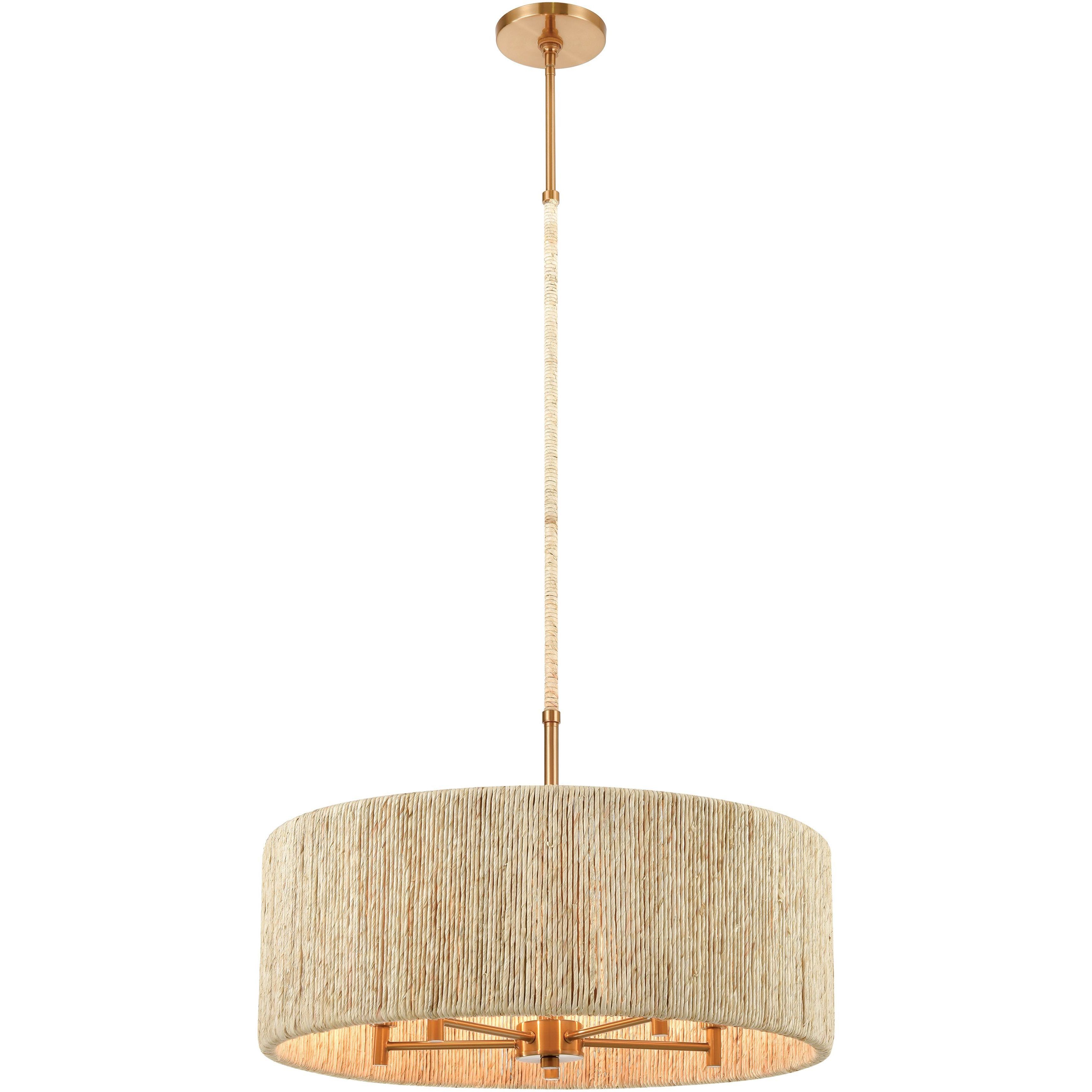 Abaca 5 Light 24 inch Satin Brass Chandelier Ceiling Light