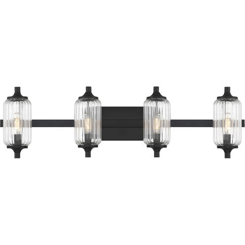 Holton 4 Light 32 inch Matte Black Bathroom Vanity Light Wall Light
