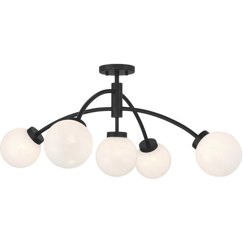 Redfield 5 Light 36 inch Matte Black Convertible Semi-Flush Ceiling Light
