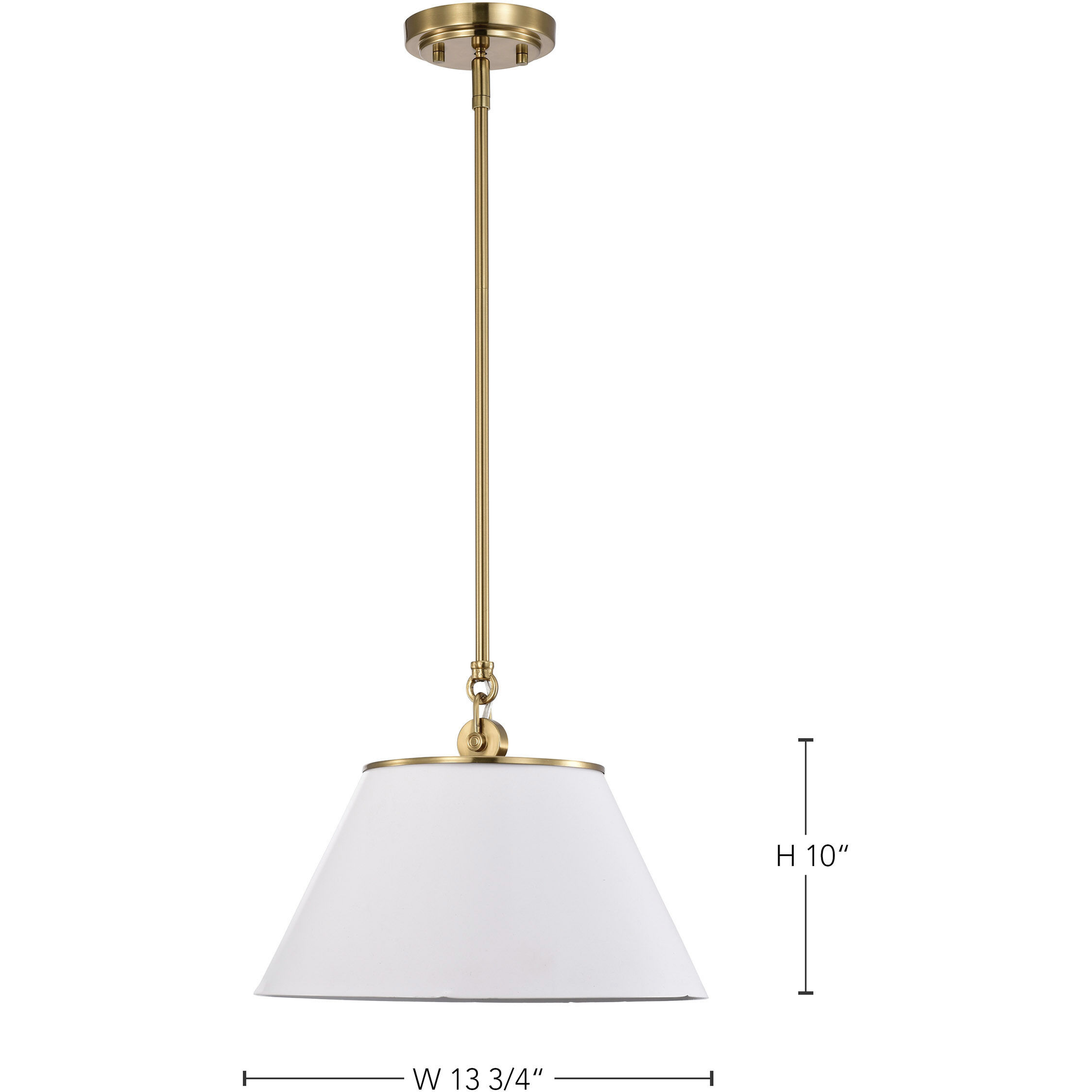 Dover 1 Light 14 inch White/Vintage Brass Pendant Ceiling Light