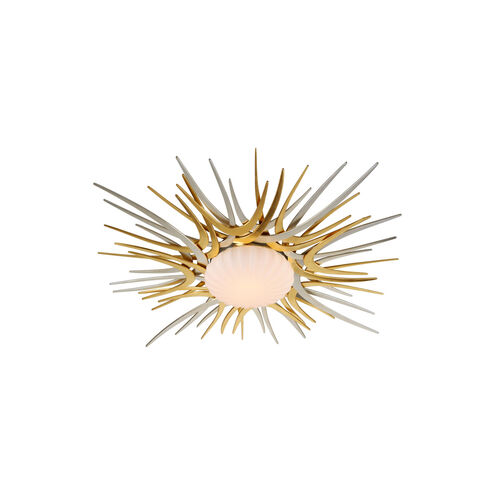 Helios LED 49 inch Silver and Gold Leaf Flush Mount Ceiling Light 