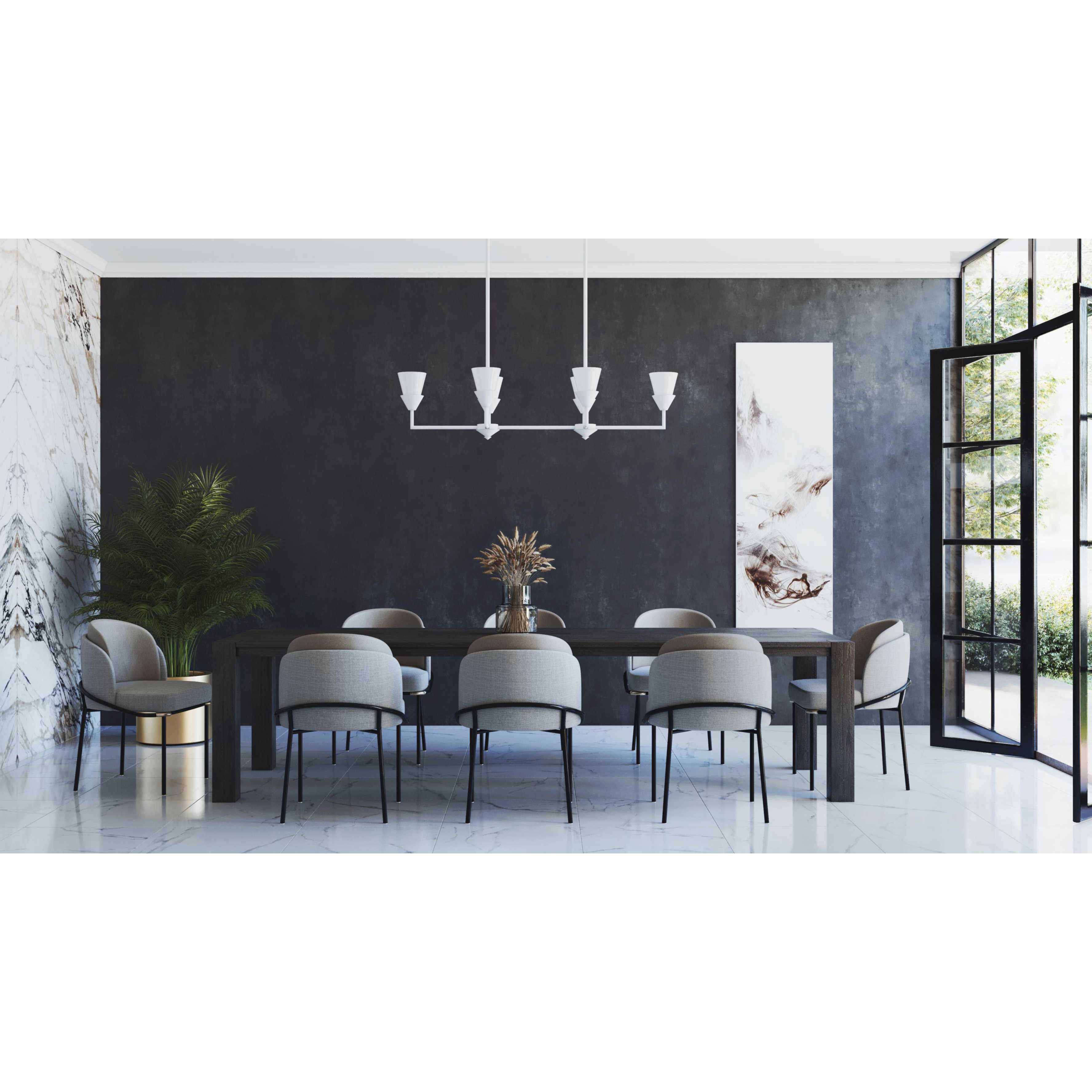 Pinellas 6 Light 50 inch White Plaster Linear Chandelier Ceiling Light, Design Series