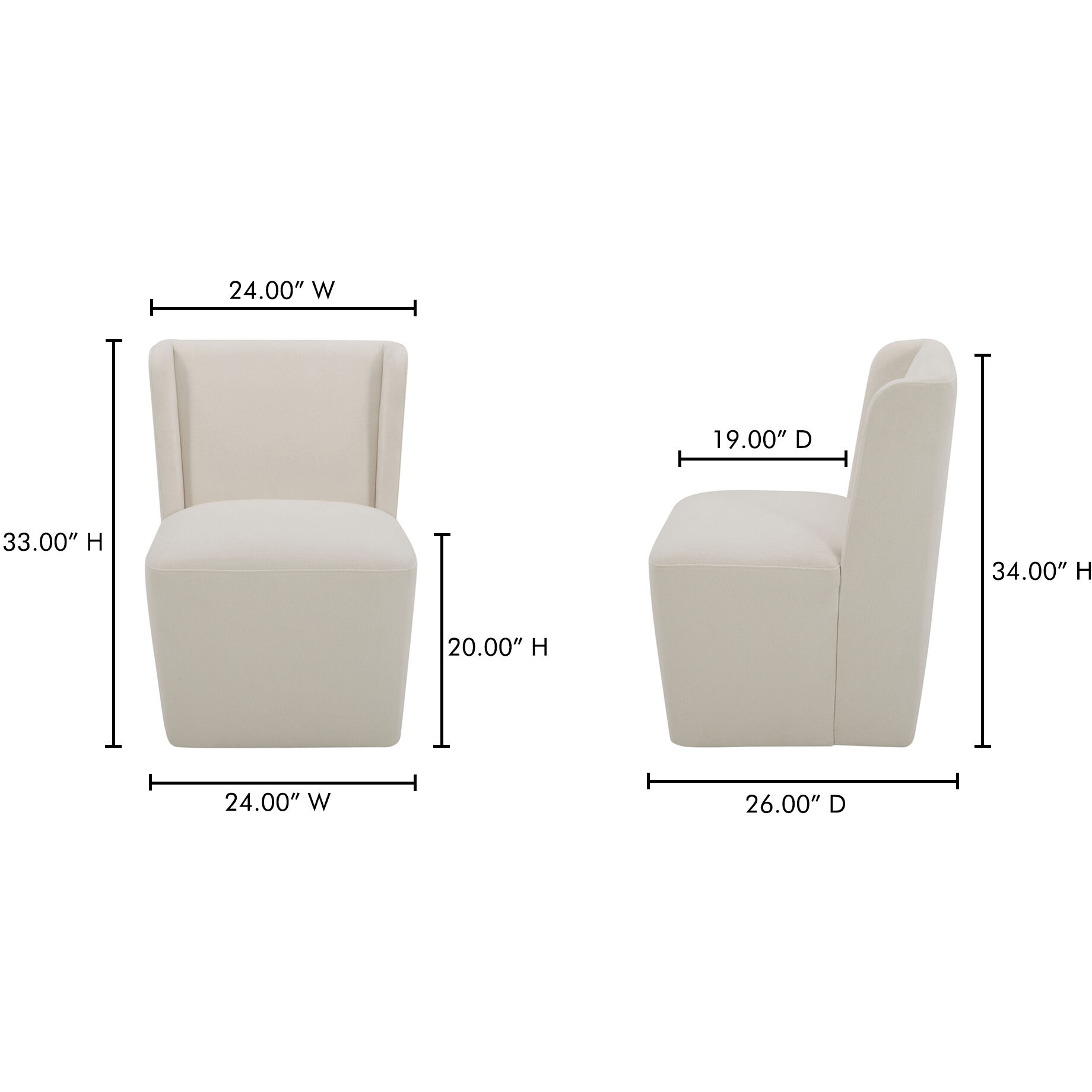 Cormac White Rolling Dining Chair