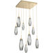 Aalto LED 27.1 inch Gilded Brass Chandelier Ceiling Light in Optic Rib Smoke, 2700K LED, Square Multi-Port