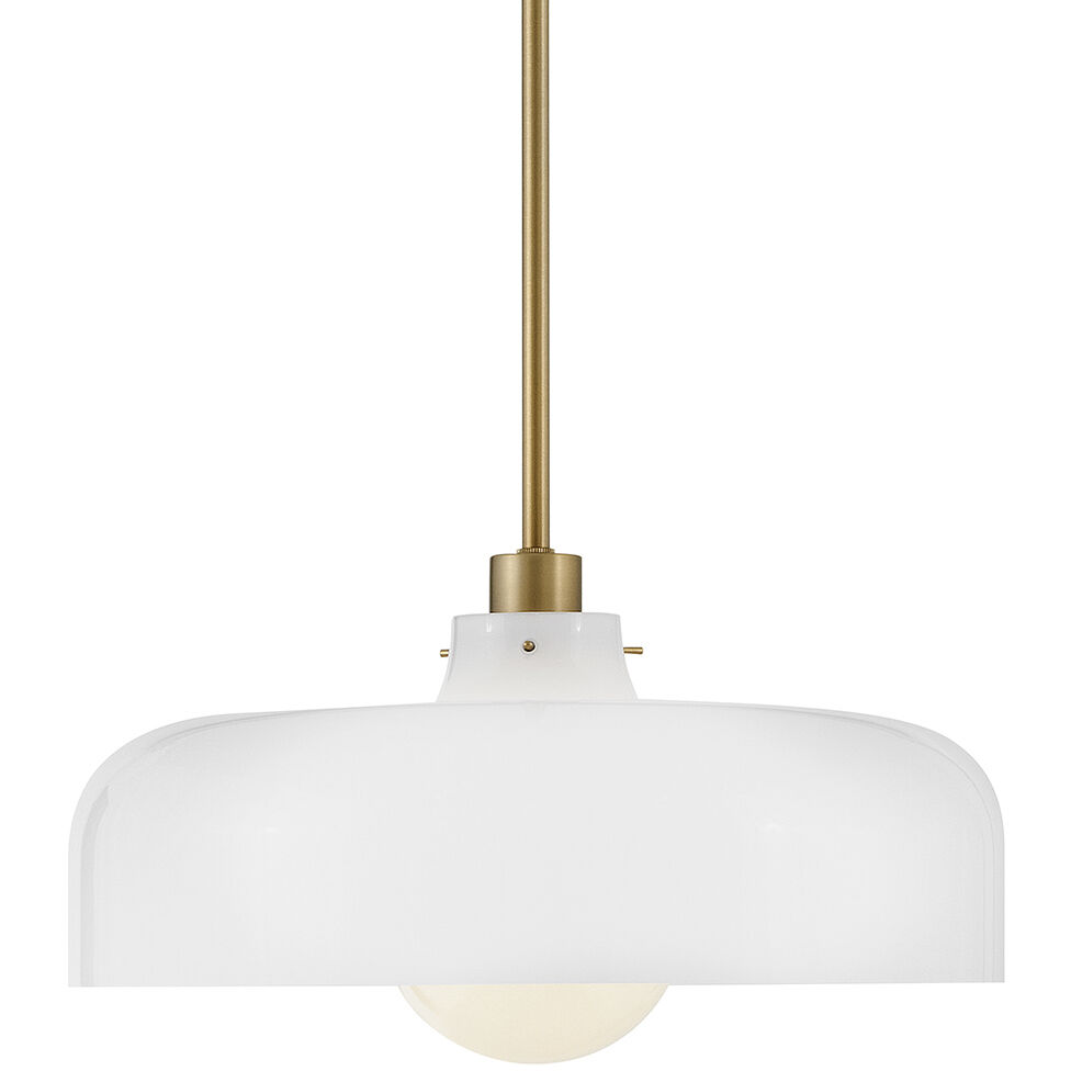 Maisie 1 Light 15 inch Lacquered Brass Pendant Ceiling Light in Cased Opal