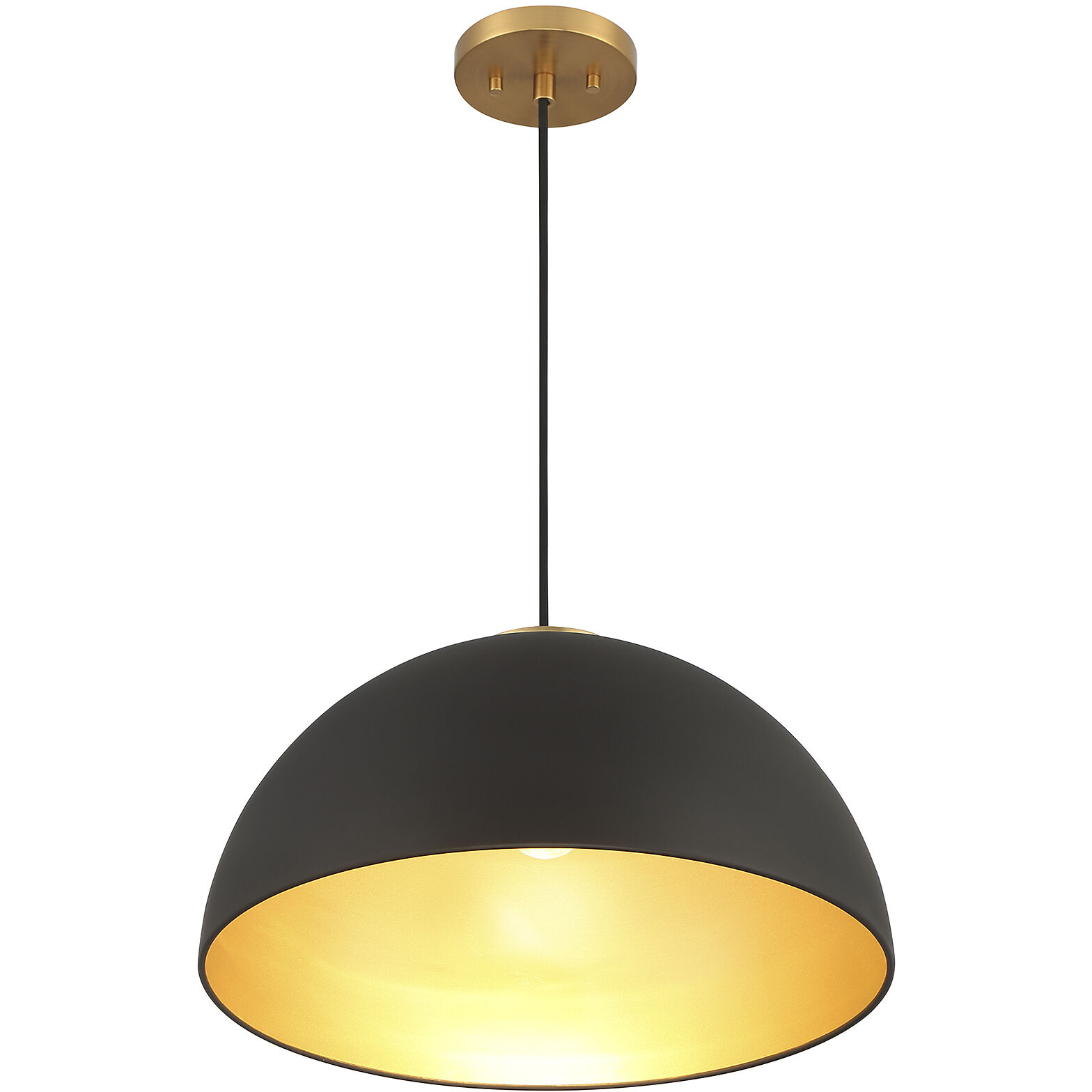Vintage 1 Light 18 inch Matte Black with Natural Brass Pendant Ceiling Light
