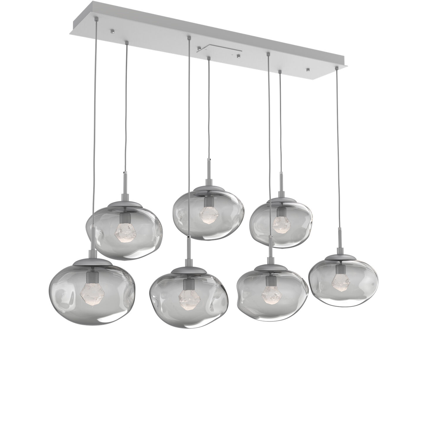 Nova LED LED Classic Silver Linear Pendant Ceiling Light in 2700K LED, Zircon Inner - Smoke Outer, Multi-Pendant