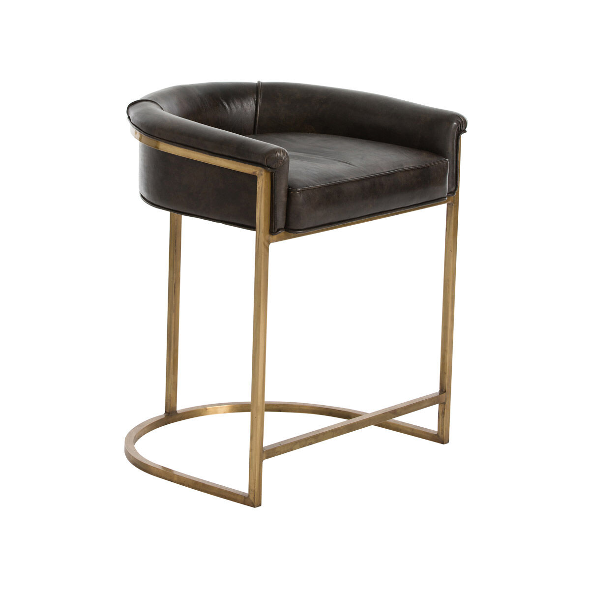 Calvin 29 inch Brindle Leather/Antique Brass Counter Stool