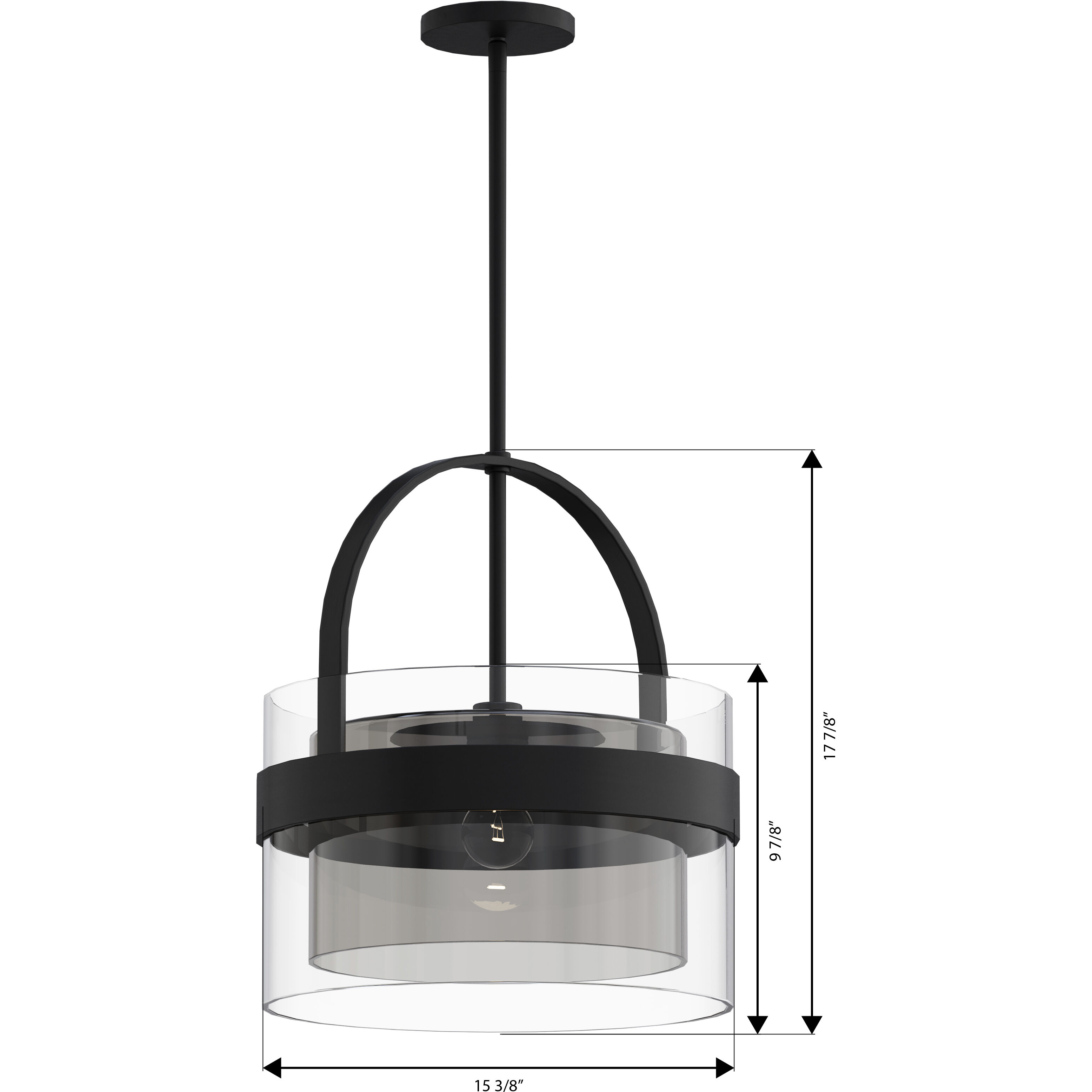 Ravik 1 Light 15.5 inch Dark Matte Black Convertible Pendant/Semi-Flush Mount Ceiling Light