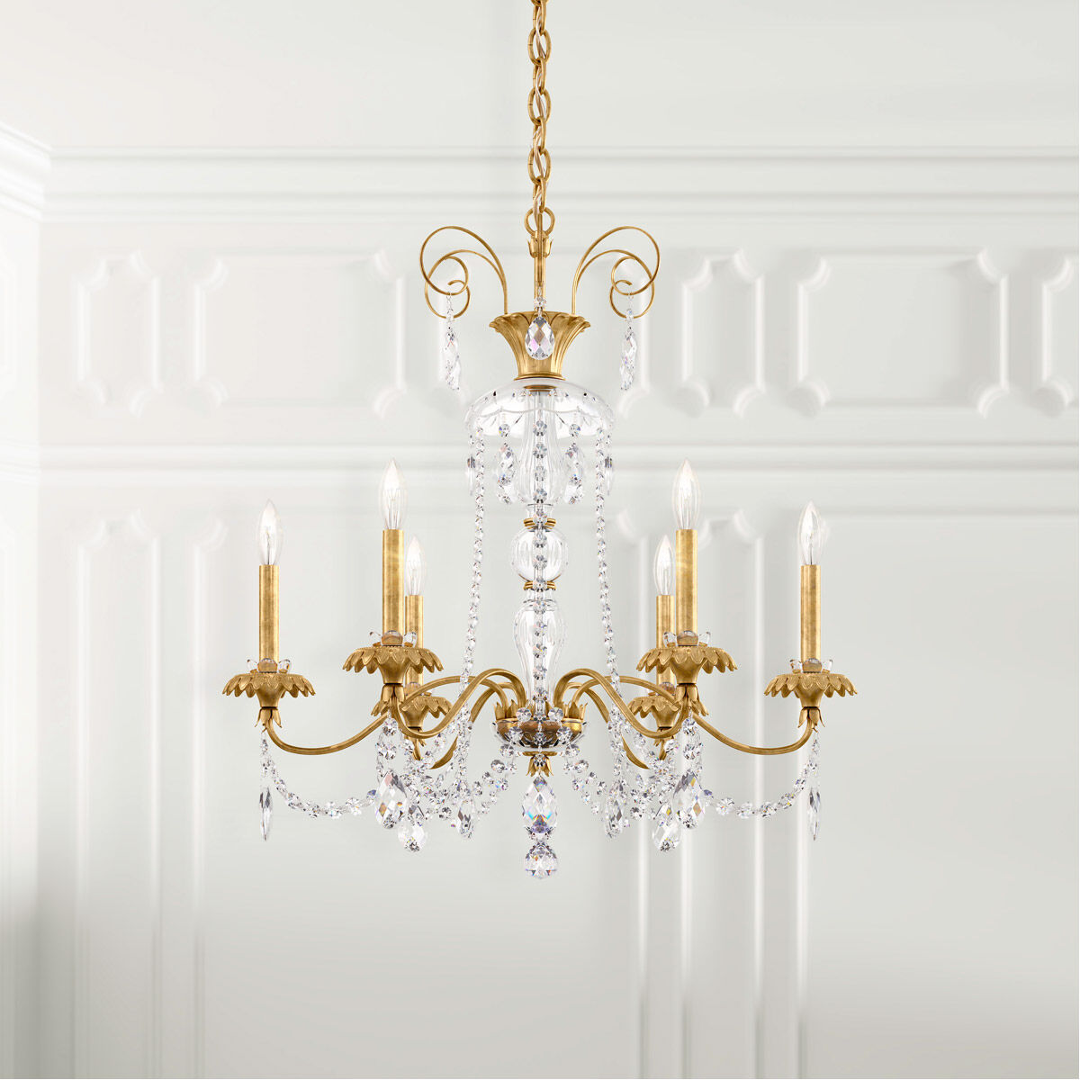 Helenia 6 Light 28 inch Heirloom Gold Chandelier Ceiling Light, Adjustable Height