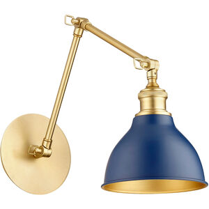 Fort Worth 1 Light 7 inch Aged Brass and Blue Wall Mount Wall Light