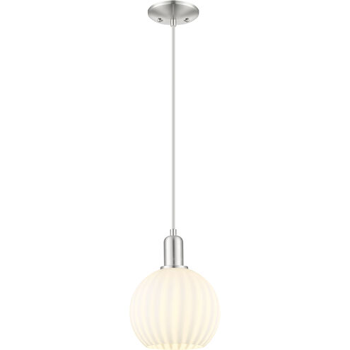 Arcadia White Venetian 1 Light 8 inch Brushed Satin Nickel Mini Pendant Ceiling Light