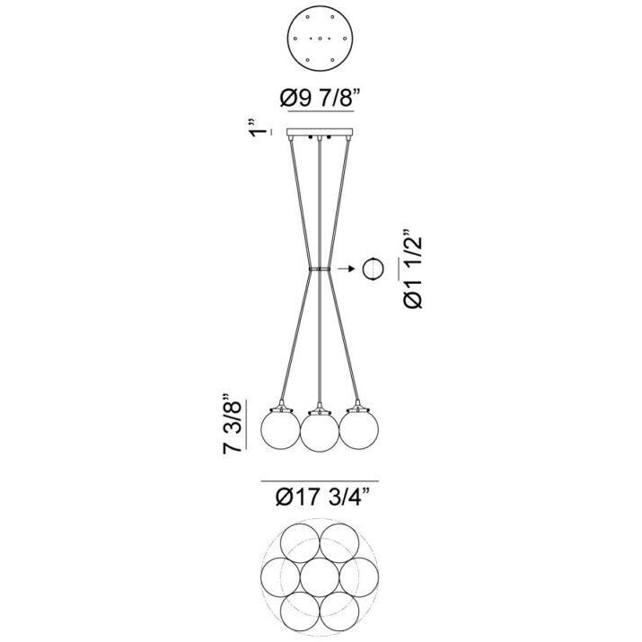 The Bougie 7 Light 18 inch Aged Gold Brass Pendant Ceiling Light in Aged Gold Brass and Clear