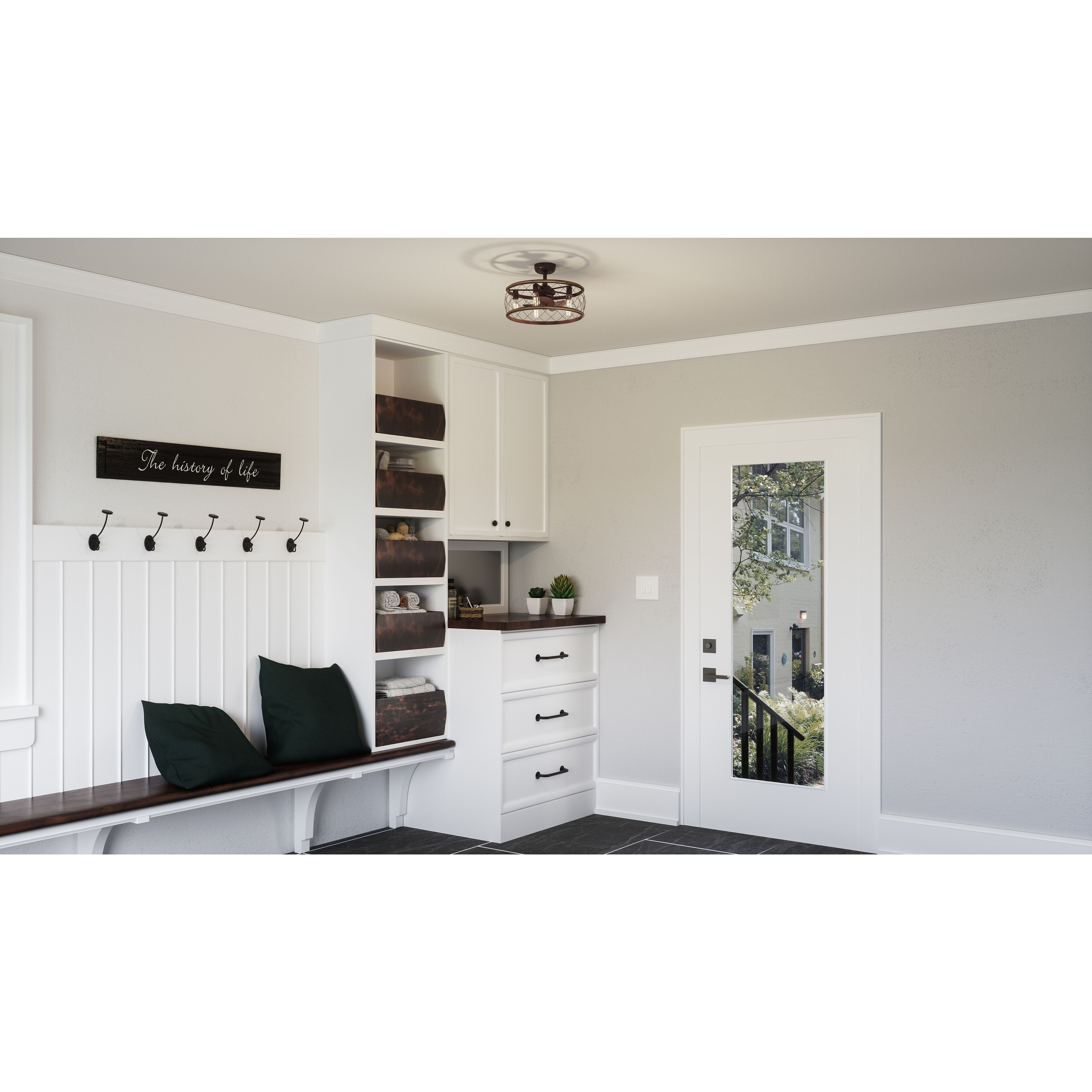 Dury 22 inch Palladian Bronze with Brown Blades Fandelier