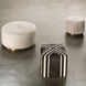 Thackeray 16 inch White Hide & Antique Brass Metal Round Pouf